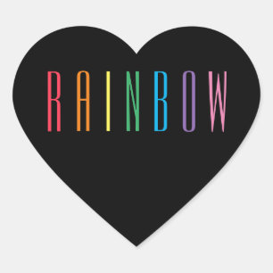 RAINBOW Heart Stickers / Black