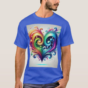 Rainbow Heart Swirling Bright Colours  T-Shirt