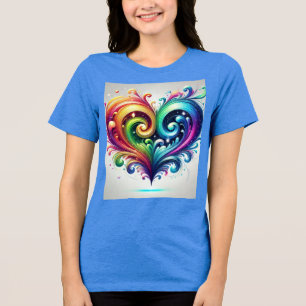 Rainbow Heart Swirling Bright Colours  Tri-Blend Shirt