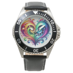 Rainbow Heart Swirling Bright Colours  Watch