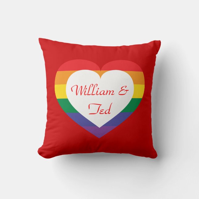 Rainbow Heart Throw Pillow (Front)