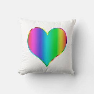 Rainbow heart throw pillow