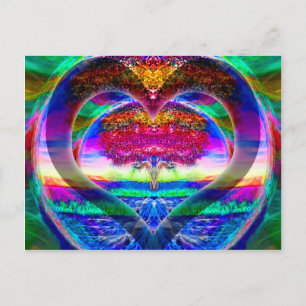 Rainbow Heart Tree of Life Postcard