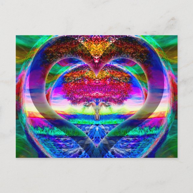 Rainbow Heart Tree of Life Postcard (Front)