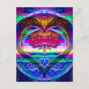 Rainbow Heart Tree of Life Postcard
