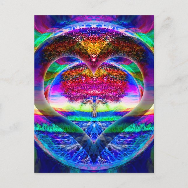 Rainbow Heart Tree of Life Postcard (Front)