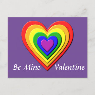 Rainbow Heart Valentine Postcard