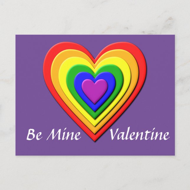 Rainbow Heart Valentine Postcard (Front)