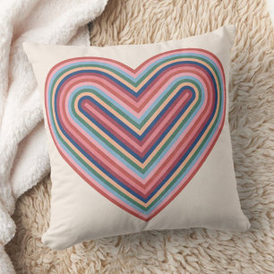 Rainbow Heart Valentine's Day Coussin - Saumon ros