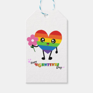 Rainbow Heart Valentines Day Gift Tags
