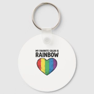 Rainbow Heart Vintage Engraving Favourite Colour S Keychain