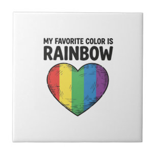 Rainbow Heart Vintage Engraving Favourite Colour S Tile