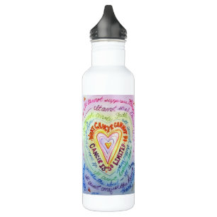Rainbow Heart What Cancer Cannot Do 710 Ml Water Bottle