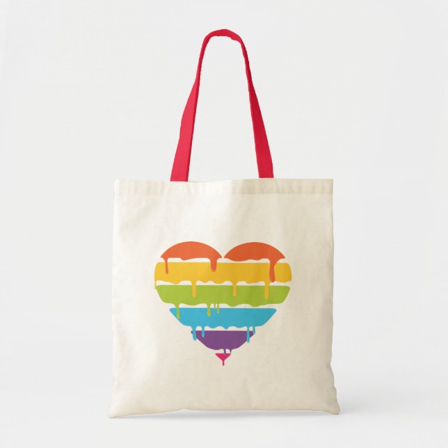Rainbow heart with dripping paint tote bag (Front)