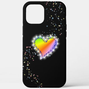 Rainbow Heart with Stars on black iPhone 12 Pro Max Case