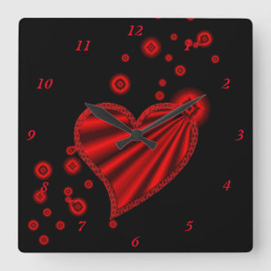 Rainbow Heart with Stars Square Wall Clock