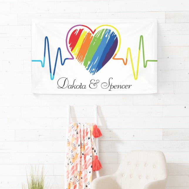 Rainbow Heartbeat | Abstract Scribble Heart Banner (Insitu)