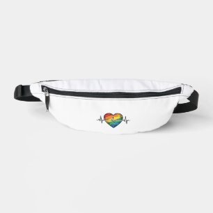 Rainbow Heartbeat Heart Vintage Engraving Design_1 Fanny Pack