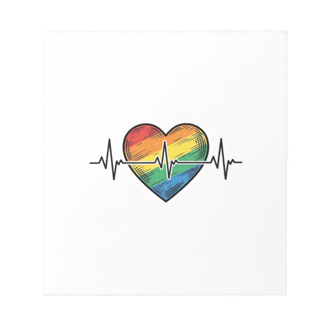 Rainbow Heartbeat Heart Vintage Engraving Design_1 Notepad (Front)