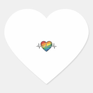 Rainbow Heartbeat Heart Vintage Engraving Design_1 Sticker