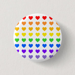 Rainbow Hearts 1 Inch Round Button