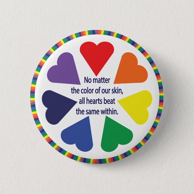 Rainbow Hearts 2 Inch Round Button (Front)