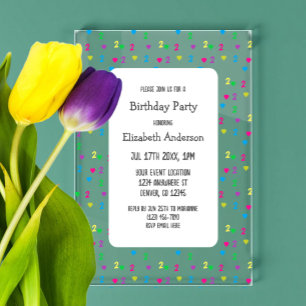 Rainbow Hearts 2nd Birthday Acrylic Invitations