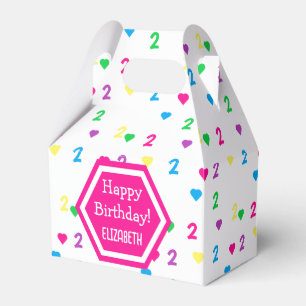 Rainbow Hearts 2nd Birthday Favor Box