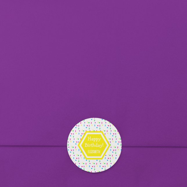 Rainbow Hearts 3rd Birthday Classic Round Sticker (Creator Uploaded)
