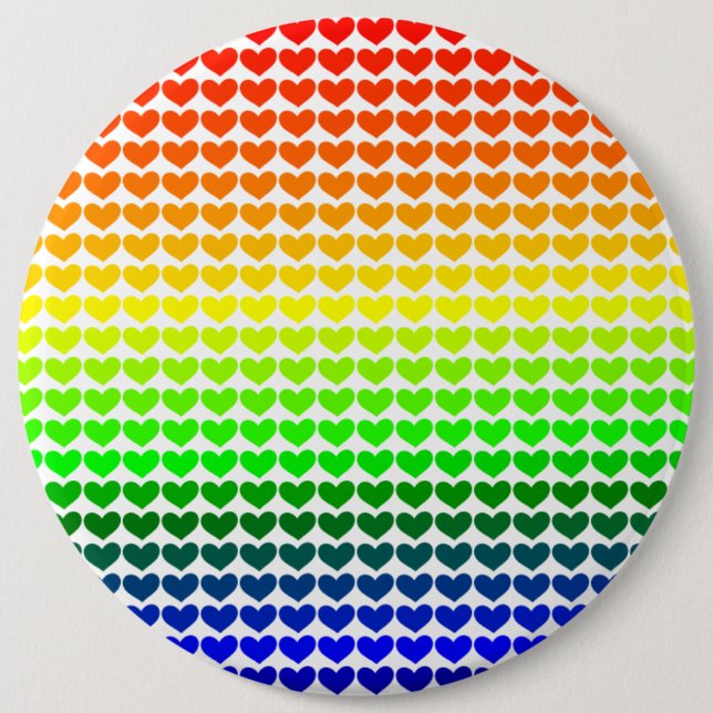 RAINBOW HEARTS 6 INCH ROUND BUTTON (Front)