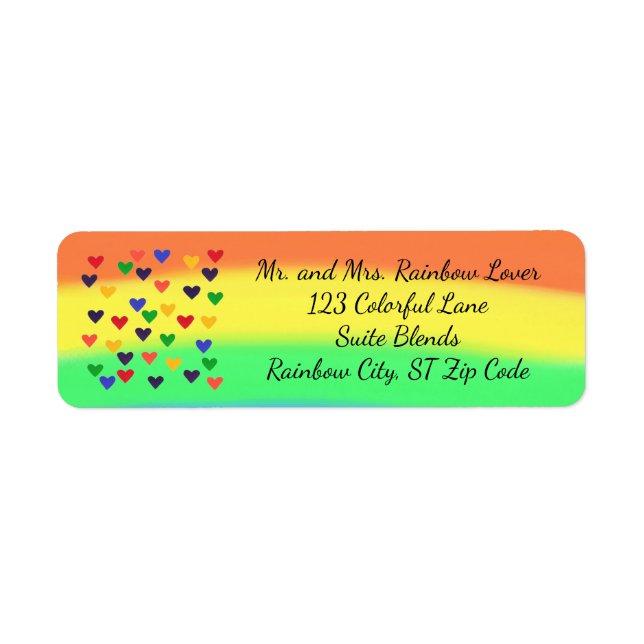 Rainbow Hearts and Blends Address Labels (Front)