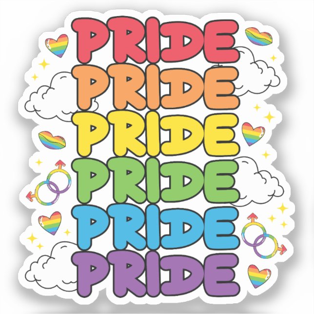 Rainbow, Hearts and Clouds - Repeated Pride (Front)