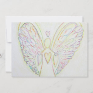 Rainbow Hearts Angel Art Custom Invitations