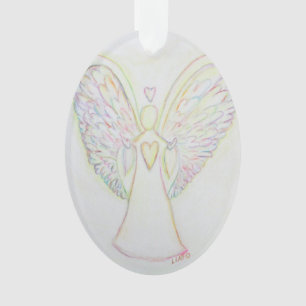 Rainbow Hearts Angel Art Holiday Ornament