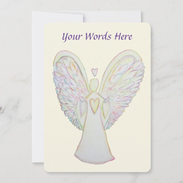 Rainbow Hearts Angel Art Invitations personnalisée (Devant)