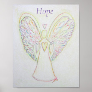 Rainbow Hearts Angel Hope Art Custom Poster