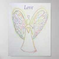 Rainbow Hearts Angel Love Art Custom Poster
