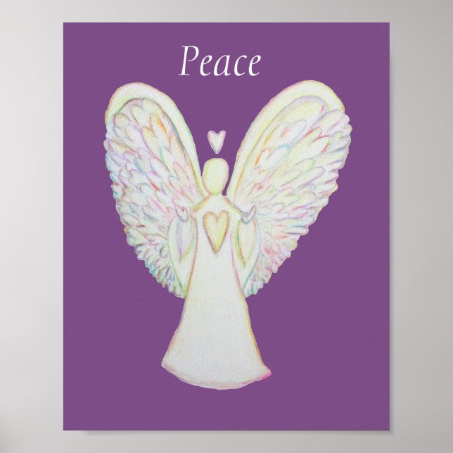Rainbow Hearts Angel Peace Art Custom Poster (Front)
