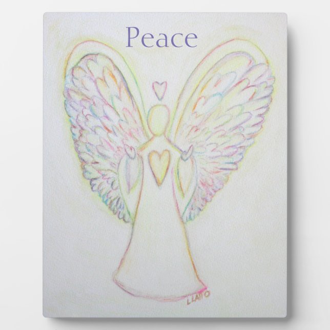 Rainbow Hearts Angel Peace Art Plaque personnalisé (Devant)
