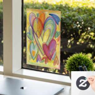 Rainbow Hearts Art Decoration Window Cling