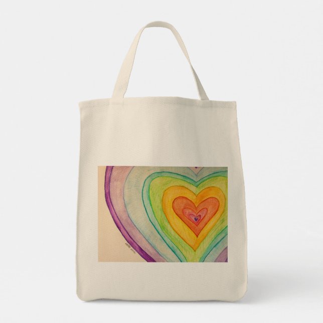 Rainbow Hearts Art Inspirational Tote Bag (Back)