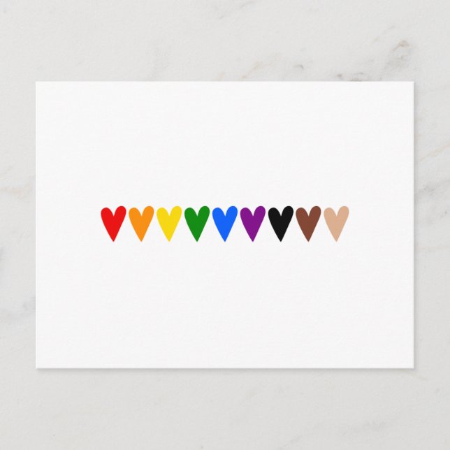 Rainbow hearts, black lives matter postcard (Front)