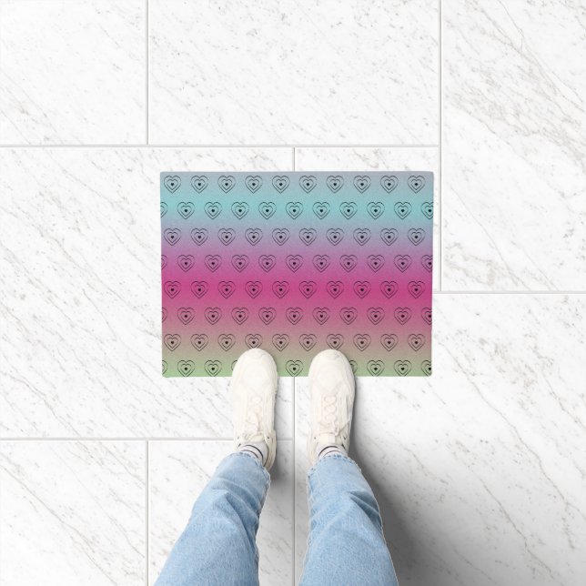 Rainbow Hearts Black Pride Heart Doormat (Indoor)