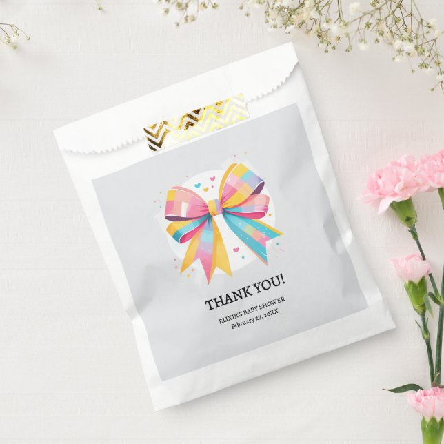 Rainbow Hearts Bow Baby Shower Favour Bag (Sealed)