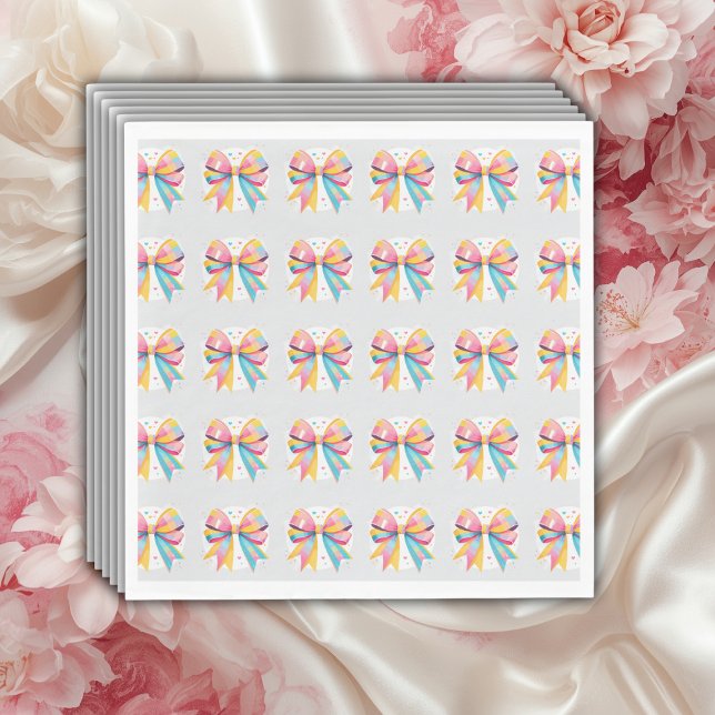 Rainbow Hearts Bow Baby Shower Napkin (Creator Uploaded)