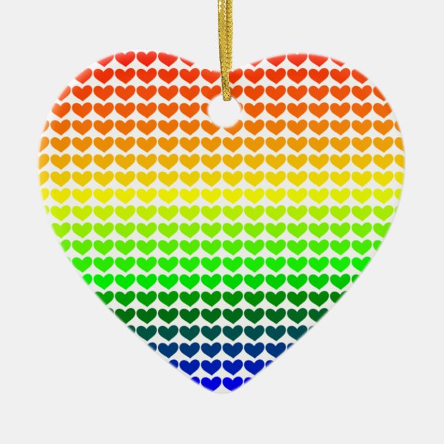 RAINBOW HEARTS CERAMIC ORNAMENT (Front)