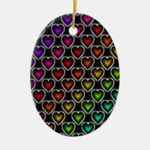 Rainbow Hearts Ceramic Ornament