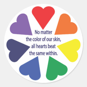 Rainbow Hearts Classic Round Sticker