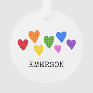 Rainbow Hearts Enfants NOM DATE Amour Art Amusant