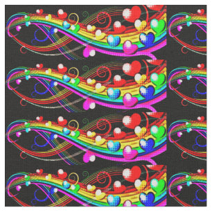 Rainbow Hearts Fabric